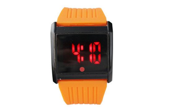 Kids Square Touch Screen Digital Watches Rubber Strap EL Backlight Wrist Watch
