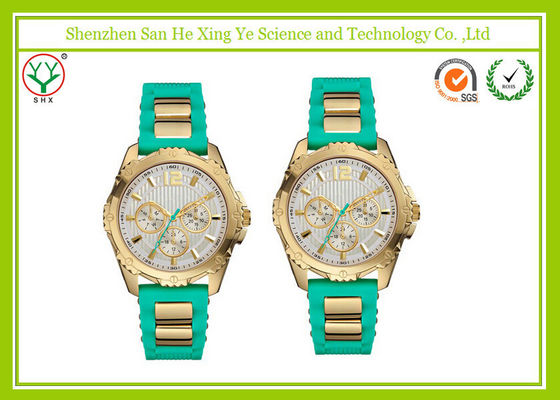 Silicone Rubber Casual Sport Watches , Green Women Wrist Watches