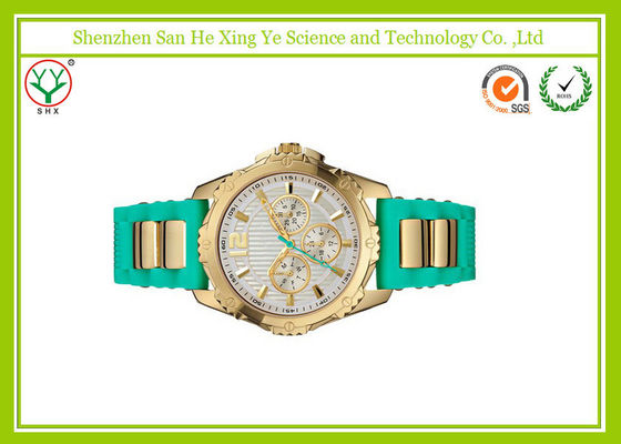 Silicone Rubber Casual Sport Watches , Green Women Wrist Watches