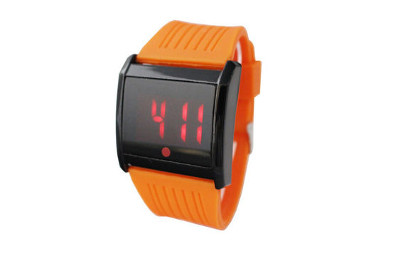Kids Square Touch Screen Digital Watches Rubber Strap EL Backlight Wrist Watch